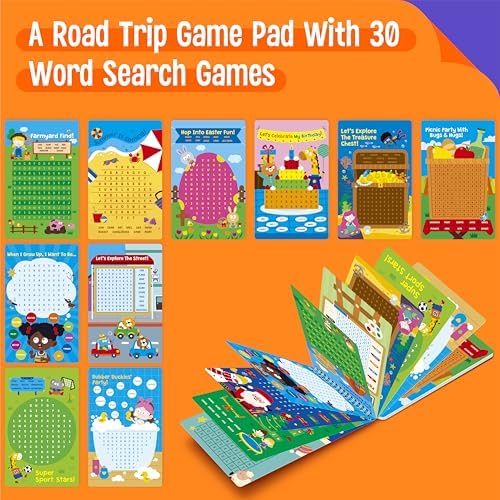SpriteGru Dry Erase Word Search Game Pad, 30 Reusable & Erasable Word Games, Search & Find Puzzles Brain-Boosting Activity Book for Kids, Educational Toy for Road Trip Airplane Travel - Image 2
