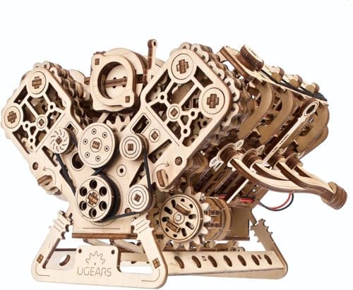 UGEARS V8 Engine Model Kit - 3D Wooden Puzzles for Adults, 3D Puzzle Model Engine Kit, DIY Kits Gifts for Engineers for Fathers Day, Wooden Model Kits for Adults to Build, Brain Teaser Hobby Set by UGEARS-ModelingJoy