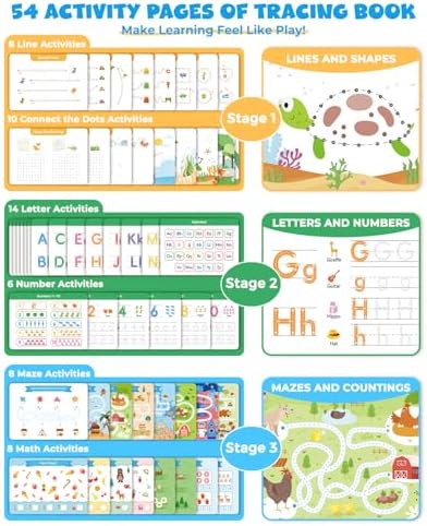 JUPITEARTH 54 Reusable Pages Tracing Books for Kids Ages 3-5 - Image 3