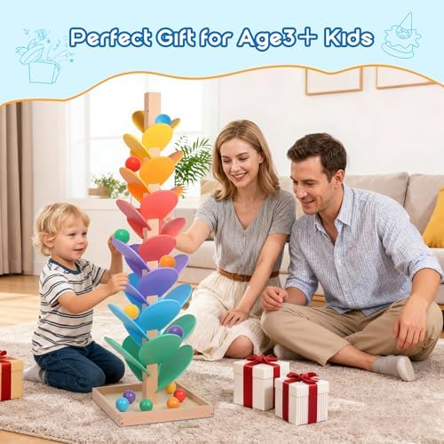 Gotoofun Wooden Marble Run Music Tree Includes Extra-Large 3cm Marbles Ball - Image 5