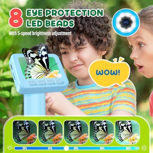 IMICHI Microscope for Kids 50X-1000X - 2 inch IPS HD Screen, 32GB Storage Card, 1080P Video, 2-Hour Battery Life, Easy Carry, Slides Included - Perfect Science Kit Gift for Kids Ages 8-12 Blue - Image 4