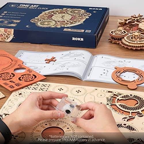 ROKR 3D Wooden Puzzles for Adults-Wooden Clock Puzzle Kit-Wood Model Kits to Build for Adults-Zodiac Wall Clock - Image 5