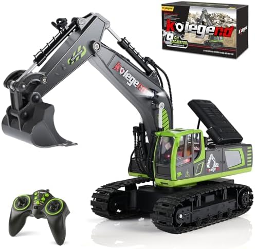 kolegend Remote Control Excavator Toy 16 Inch, 11 Channel RC Construction Vehicles Hydraulic Haulers Digger Toys Gift for 6 7 8 9 10 Years Old Kids Boys by kolegend