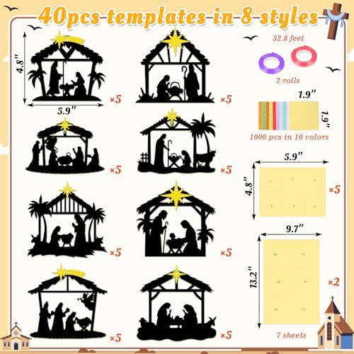 Renbuzhu 40PCS Christmas Crafts Bulk: Nativity Religious Paper Suncatchers DIY Kit for Winter Xmas Holiday Activities Decorations, Window Stained Glass Effect Art Ornaments - Image 4