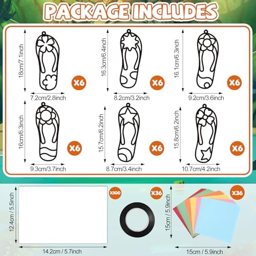 Qyeahkj 36Set Flip Flops Suncatchers Crafts Kit for Kids - Image 2