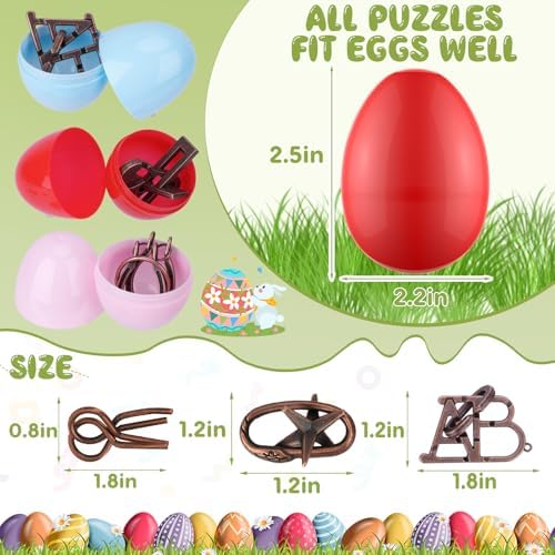 16 Pack Easter Eggs Filled with Brain Teaser Puzzles Toys, Easters Basket Stuffers for Kids Teens Adults, Easters Egg Fillers for Kids Boys Girls, Easter Eggs Hunt Game, Classroom Prize Supplies - Image 6