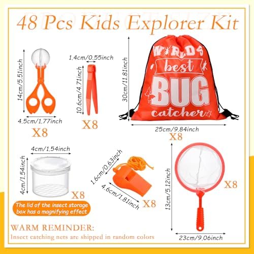 Silipull 48 Pcs Bug Catching Kit for Kid Bulk, Outdoor Explorer Kit, Orange - Image 2