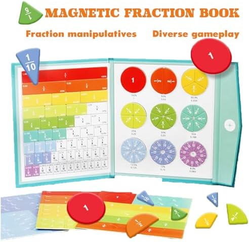 New Magnetic Fraction Demonstration Book for Kids, Magnetic Fraction Playbook, 102 Pcs Magnetic Fraction Tiles, Educational Puzzle Math Fraction Manipulatives for Elementary School Classroom Must Have - Image 5