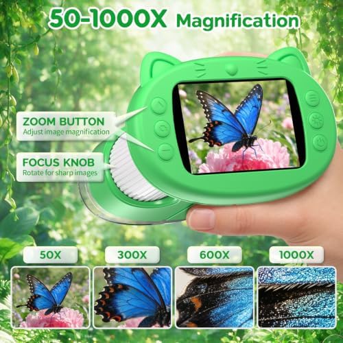 WINWEND Handheld Kids Microscope 1000X Pocket Microscope for Photo and Video Portable Science Kits STEM Toys – Christmas/Birthday Gifts for Girls & Boys Ages 3-12 - Image 2
