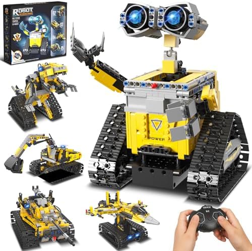 5-in-1 Remote Control Robot Building Kit, 724 Pcs Buildable Model Engineering Toys, No Coding Needed, Creative Ideal Gift for Boys Girls Kids Ages 8 9 10 11 12 13 Year Old by Cheffun