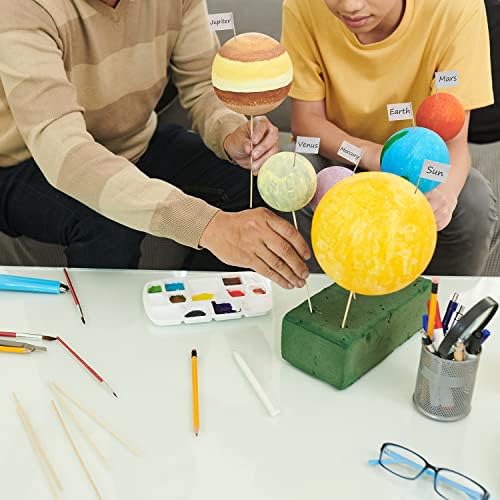 48PCS Solar System Model Foam Ball Kit Includes 10 Sizes Polystyrene Spheres Balls, Bamboo Sticks, Toothpick Flags, 12 Color Pigments, Brushes, Paint Tray Palette for School Science Projects - Image 5
