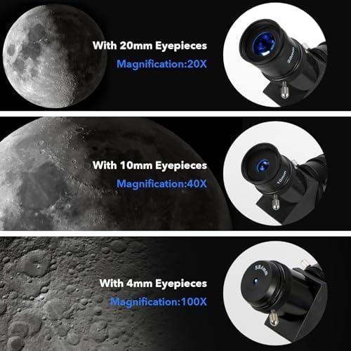 HSL Telescope for Adults,70mm Aperture 400mm Focal Length Refractor Telescope for Astronomy Beginners(20x-100x) - Travel Telescopes with Carry Bag and Adapter(White) - Image 2
