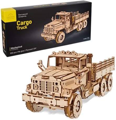 UGEARS Cargo Truck 3D Wooden Puzzles for Adults - Wooden Model Kits for Adults Cars Kits for Adult Puzzle Model Truck Kits Mechanical Models Brain Teaser, Hobby Set by UGEARS-ModelingJoy
