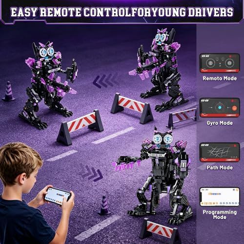 5-in-1 STEM Dinosaur Robot Building Kit, 935PCS App & Remote Control, Rebuild into T-Rex, Triceratops, Crocodile, Robot & Monster, Engineering Gift for Boys & Girls Ages 8+ - Image 4