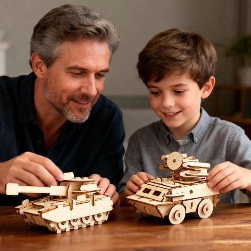3D Wooden Puzzle for Adults –6 Pack DIY Wooden Military Vehicles Model Kits for Adults to Build, Brain Teaser Puzzles Wood Crafts for Teens, Creative Gift Ideas for Birthday & Christmas - Image 3