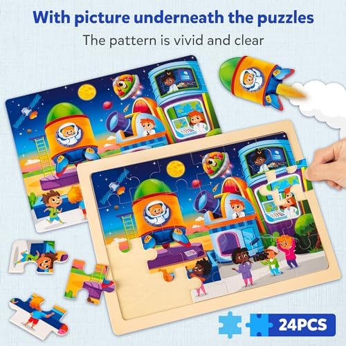 SYNARRY Large Space Planet Solar System Wooden Puzzles for Kids Ages 4-6 - Image 3