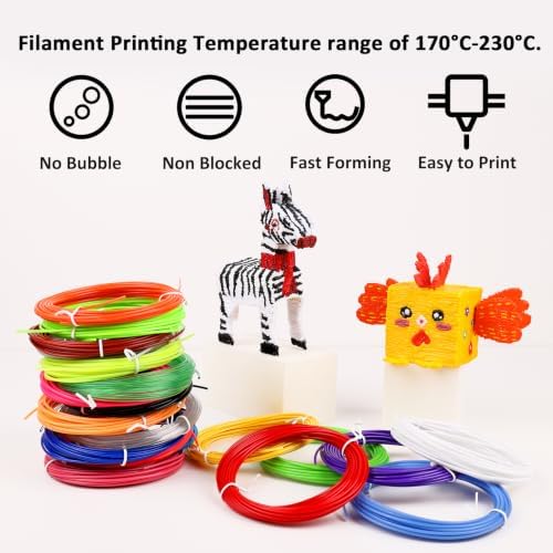 3D Pen Filament 400 Feet 20 Colors, dikale 3D Printing Pen Refills PLA Bonus 250 Stencil eBook, 3D Printer Pen Filament 1.75mm Smooth Printing - Image 5