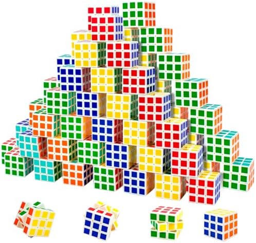 48 Pack Mini Cube Party Favors for Kids 1.18in Brain Teaser Puzzle Box Toys by BLOOLILIES