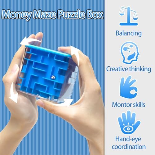 10 Pack Money Maze Puzzle Gift Boxes(4 Colors), 3D Mazes Magic Cube - Image 4