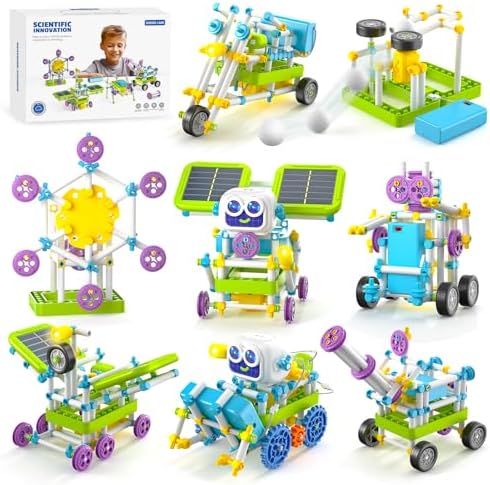 Solar Robot Kit 45+ STEM Toy 434pcs w/Gears & Sensors Kids 6+ by RISUNTOY