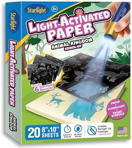 Starlight Light-Activated Sun Print Kit for Kids, Animal Theme, 20 Sheets by Starlight