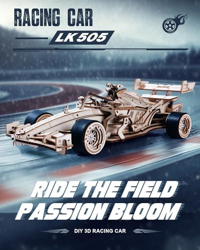 ROKR 3D Wooden Puzzle 1:18 Scale Formula Racing Cars, Wind up Toys Model Car Kits for Adults to Build, Ideal Hobby Gift for Boys and Men Desk Decor Display - Image 3