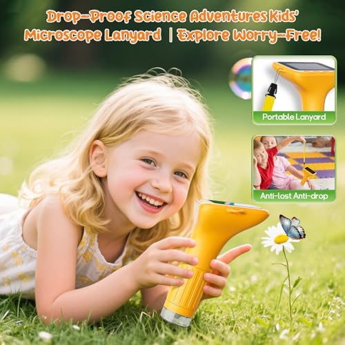 SKYBASIC Digital Microscope for Kids, 3" Screen 1000X Handheld Microscope HD Pocket Portable Microscopes Camera, Science Edu Fun Birthday Gifts Toys for Ages 4-12 Children Students Boys Girls -Yellow - Image 5