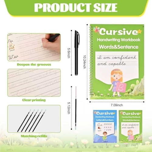 AALGO Grooved Cursive Handwriting Workbook, Learn Cursive Workbook for Kids Ages 8–12 - Image 2