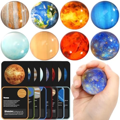 Pllieay 16PCS Solar System for Kids, Solar System Planets Toys - Eight Planets Bouncy Balls+Planetary Flashcards for Kids Party Favors, Educational Space Toys by Pllieay