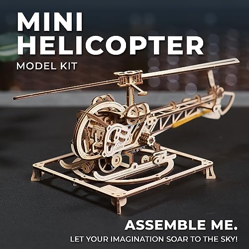 UGEARS Wooden 3D Puzzles for Adults - Easy Mini Helicopter Model Kit – Experience Aerial Innovation with Mechanical Puzzles DIY Kits for Adults - Ideal for Hobbyists, Aviation Enthusiasts - 167 Pcs - Image 4