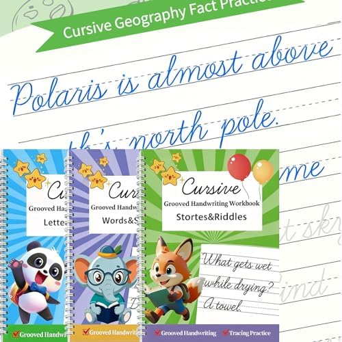 AALGO 3 Pack Magic Grooved Cursive Handwriting Workbook,Cursive Workbook for Kids 8-12 by Unknown