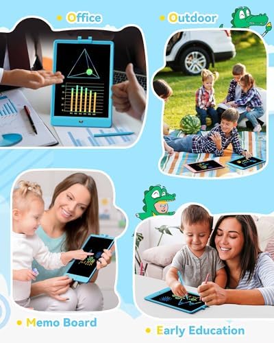 KOKODI 10 Inch LCD Writing Tablet with Anti-Lost Stylus, Erasable Doodle Board Colorful Toddler Drawing Pad, Car Travel School Games Toys for 3 4 5 6 7 8 Kids, Birthday Gift for Girls Boys Adults Blue - Image 6