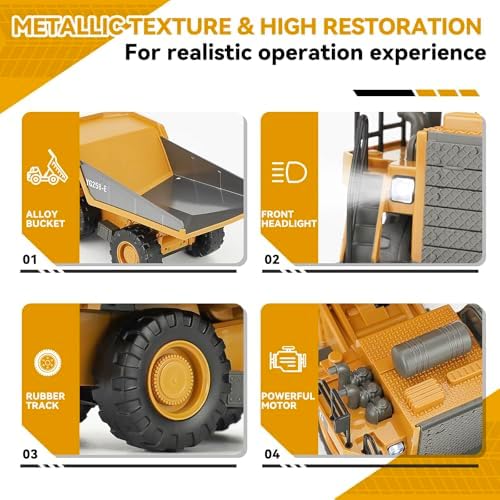 KIZJORYA Remote Control Dump Truck, RC Construction Vehicle for Kids with 9 Channel Metal Bed Light Sound & Rechargeable Battery, Electric Transport Garbage Truck Toy for Toddlers Boys Girls Age 6+ - Image 4