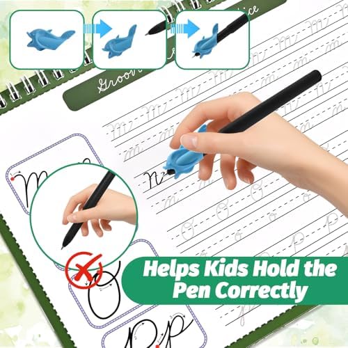 4-Pack Reusable Grooved Cursive Handwriting Workbooks with Disappearing Ink - Image 5