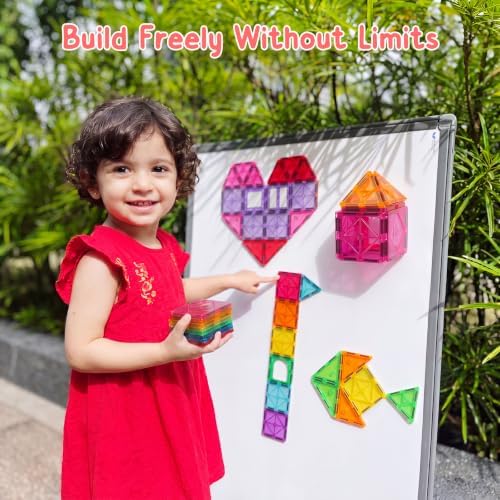 Bmag Magnetic Tiles Building Blocks Set with 2 Cars 100Pcs, Designed for Open-Ended Building and Versatile Play, Gifts for STEM Support and Parent-Child Interaction for Kids Aged 3+ - Image 3