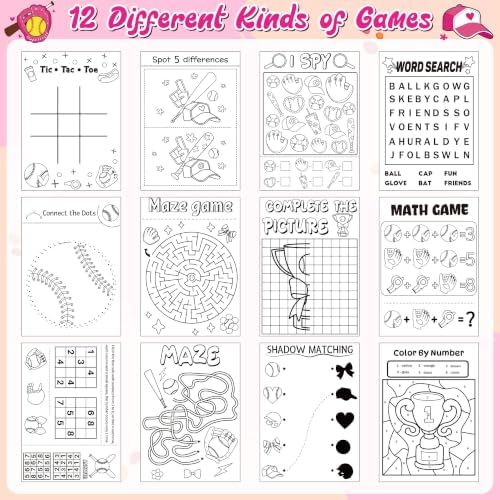 Bulk Softball Activity Books, 48Pcs Mini Games Coloring Book Set for Kids - Image 4