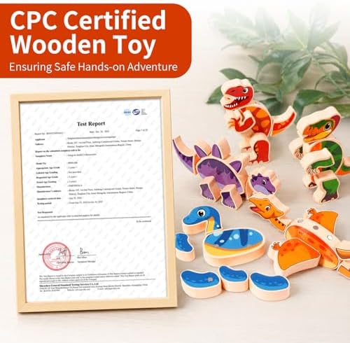 INIFEIDALA Magnetic Wooden Dinosaur Building Blocks, Ages 3-6 - Image 5