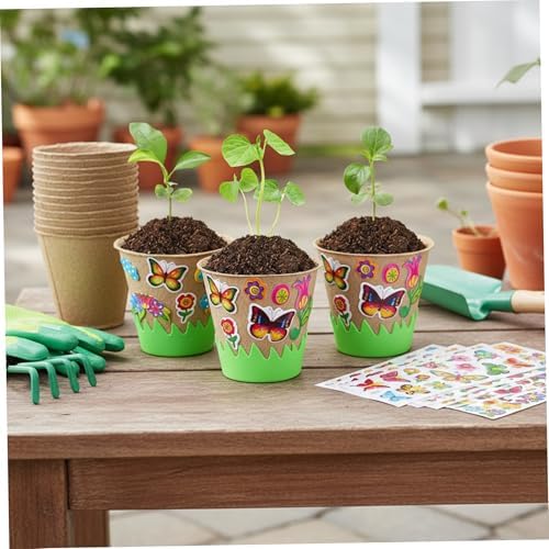 Kids Plant Growing Kit, 30 Peat Pots with 20 Fun Stickers & 6 Fences, Creative Garden Kit for Kids Gardening, Mother's Day Craft Favor Plant Growing - Image 4