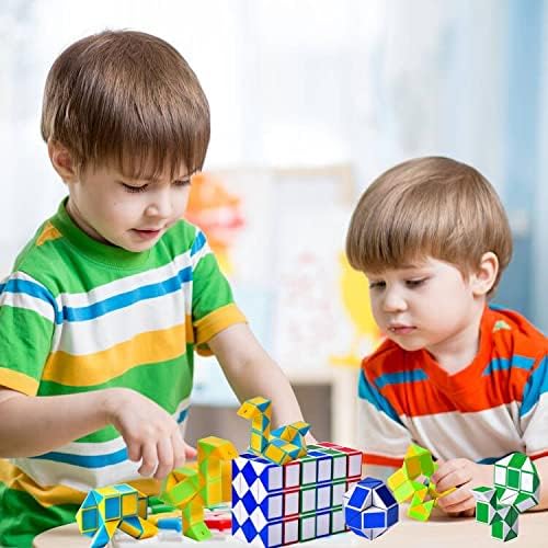 Yellow Snake Puzzle Cubes for Kids Travel Toy 12 Pack - Image 4
