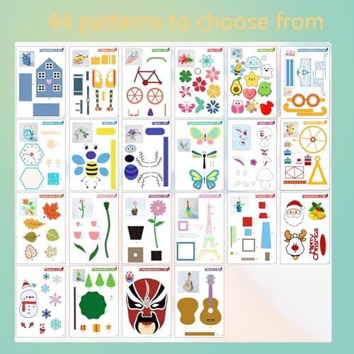 3D Printer Drawing Molds Paper Stencils for 3D Printing Pen,Reusable Graffiti Template,3D Pen Paper Stencils,22 Sheets 44 Patterns with PVC Transparent Board.(Small) - Image 6