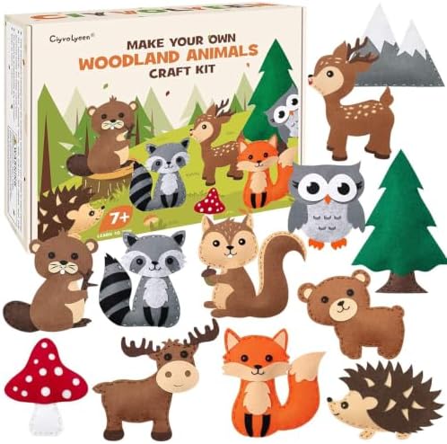 CiyvoLyeen Woodland Animal Sewing Kit for Ages 8-12 Felt Sewing Craft 12Pcs by CiyvoLyeen
