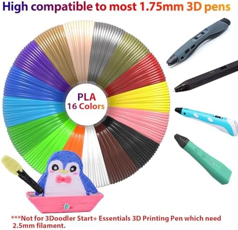 3D Pen Filament 160 Feet, 16 Colors, Each Color 10 Feet, 250 Stencils eBooks - 3D Printer Pen Refill PLA 1.75mm, Compatible with MYNT3D, SCRIB3D, PIKA3D Super and Pro Pen - Image 4