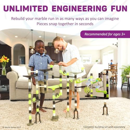 Marble Genius Marble Run Booster Set - 30 Pieces Total (10 Action Pieces Included), Construction Building Blocks Toys for Ages 3 and Above, with Instruction App Access, Add-On Set, Space - Image 4