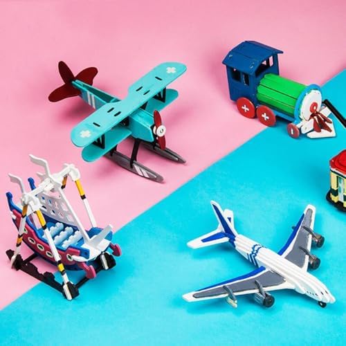 Georgie Porgy 3D Wooden Puzzles for Kids Toys Construction Woodcraft Kits DIY Model Puzzle Kits Birthday Gifts Pack of 2 (Civil Airplane Yacht) - Image 6