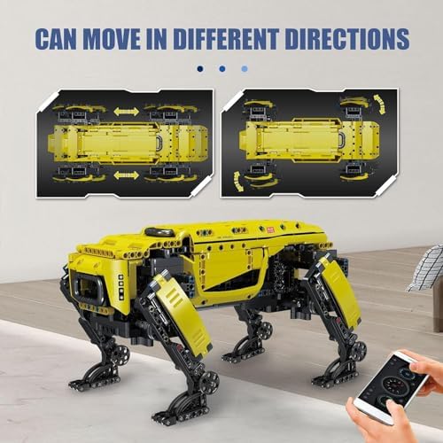 Mould King Robot Dog Building Kit, 936PCS Yellow APP RC Programmable STEM Toy, Robot Toys for Kids, Power Module & Educational Model - Image 2
