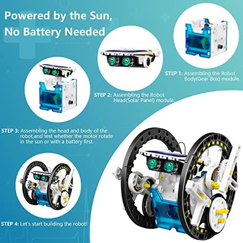 Dioju 13-in-1 Solar Robot Toys for Ages 8 9 10 11 12 Year Old Boys Girls, STEM Science Kits for Kids Age 8-12, Building Experiments Robotics Kit STEM Projects for Kid Christmas Birthday Gifts (White) - Image 5