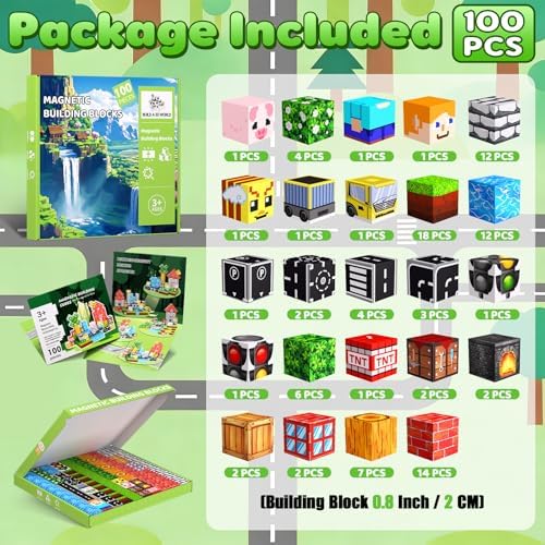 Magnetic Blocks, 100PCS Toys Building Cube Birthday Gifts for Kids - Image 2