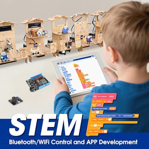 5-in-1 ESP32 STEM Kits for Kids Age 8-12, Wooden 3D Puzzle Toys Smart Home School Educational Science Building Kit for Students, Engineering Model Kits Birthday Gift Craft for Teen Boys Girls - Image 4