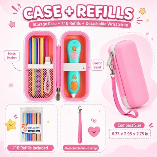 GWCASE 110 PCL Refills 22 Colors+3D Pen Case for 3Doodler Start+, Pink - Image 2
