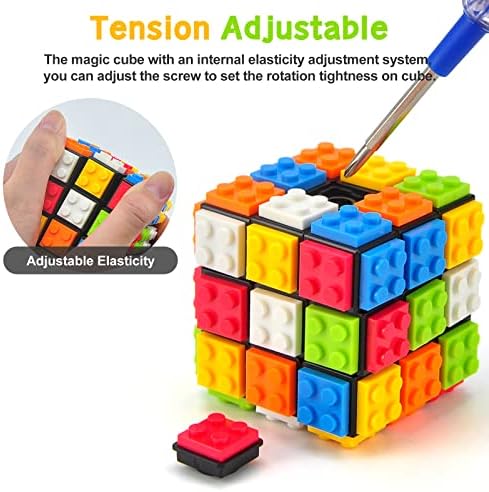 Speed Cube 3x3x3 Build-On Brick Cube with Building Blocks | Brain Teaser Magic Cube Puzzles, Creative Cube Toys for Beginners Adults & Kids (Black) - Image 6